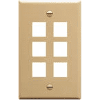 6 Port Ivory Wall Plate