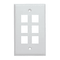 6 Port White Wall Plate