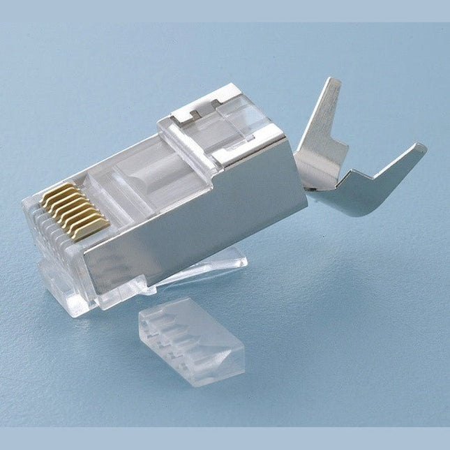 RJ45 CAT6A 10Gig Shielded Connector with Liner, Solid 3-Prong