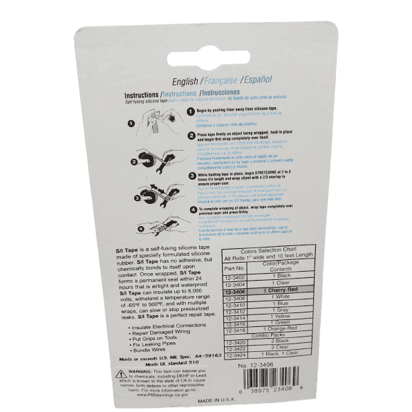 Philmore 12-3406, S/I Tape, Self-Fusing Silicone Rubber Tape, RED