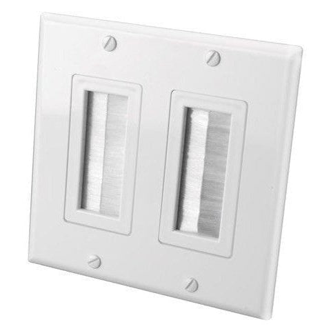 Dual Gang Brush Bulk Wire Plate - White