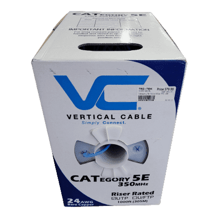 Vertical Cable Bulk Cat 5e UTP Riser Cable, Blue 1000' Box