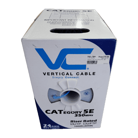 Vertical Cable Bulk Cat 5e UTP Riser Cable, Blue 1000' Box