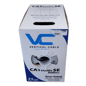 Vertical Cable Bulk Cat 6 UTP Riser Cable, Black 1000' Box