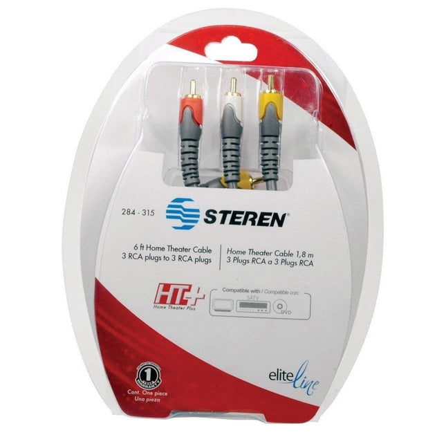 6ft 3-RCA Composite A/V Cable, Home Theater Quality