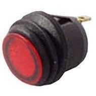 SPST, ON-OFF, Splash Proof Snap-In Round Rocker Switch, Red