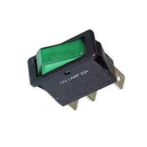 SPST, ON-OFF, Lighted Standard Size Snap-In Rocker Switch, Green