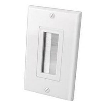 Feedthrough Wall Plate Brush Type, Decora Style, WHITE