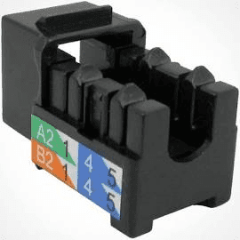 CAT5E Data Grade Keystone Jack, RJ45, 8×8, Black