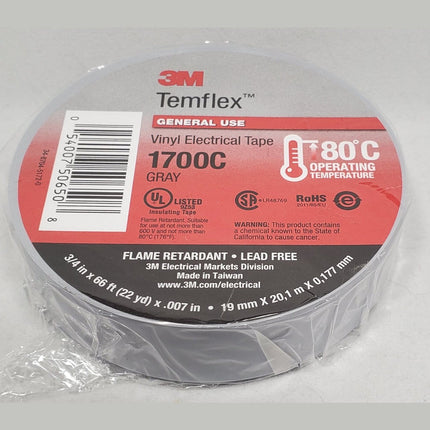 3M™ 3M1700C, Temflex™ Vinyl Electrical Tape 1700, Gray