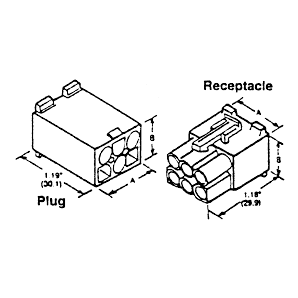 2-Circuit Panel Mount .093-in Plug Housing