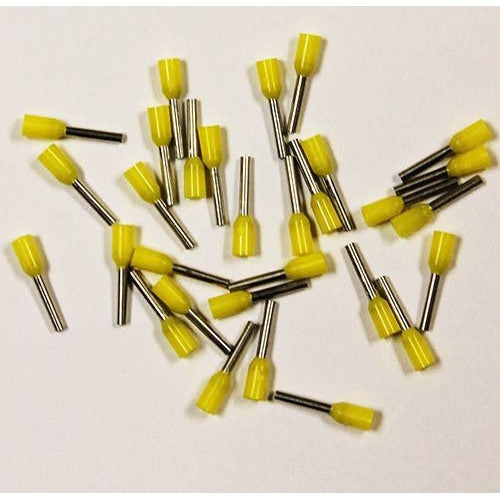 24 AWG Yellow 6mm Barrel Wire Ferrules, 100 Pack, Copper with Tin Plating