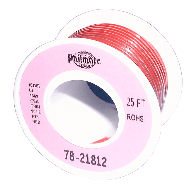 18 AWG Stranded Copper Wire, Red, 25 ft.