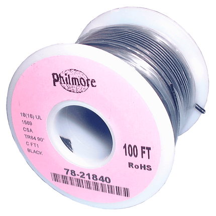 18 AWG Stranded Copper Wire, Black, 100 ft.