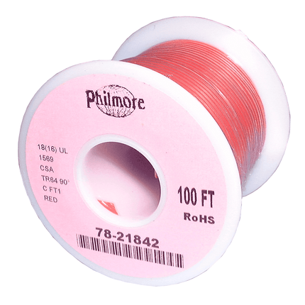 18 AWG Stranded Copper Wire, Red, 100 ft.