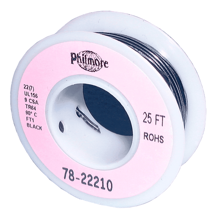 22 AWG Stranded Copper Wire, Black, 25 ft.
