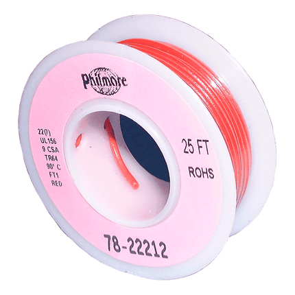 22 AWG Stranded Copper Wire, Red, 25 ft.