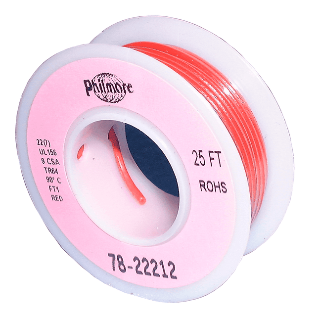 22 AWG Stranded Copper Wire, Orange, 25 ft.