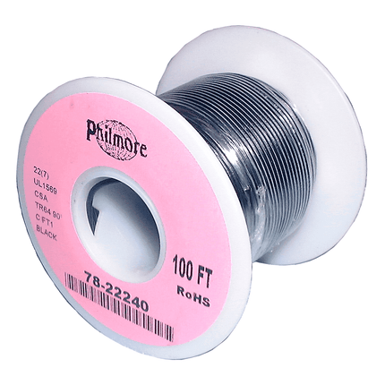 22 AWG Stranded Copper Wire, Black, 100 ft.