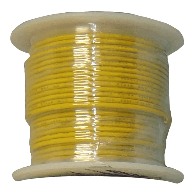 26 AWG Stranded Copper Wire, Yellow, 100 ft.