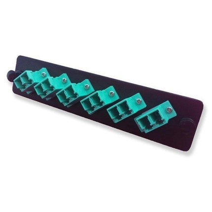 12-Port Duplex LC MultiMode Fiber Optic Adapter Panel - Aqua
