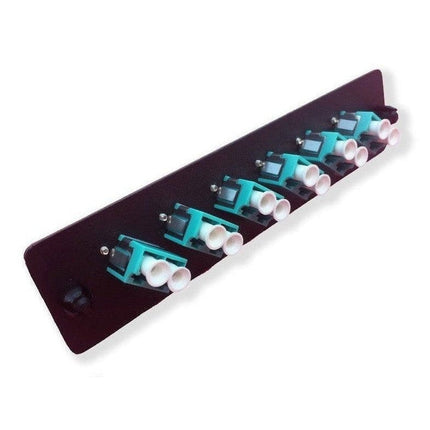 12-Port Duplex LC MultiMode Fiber Optic Adapter Panel - Aqua