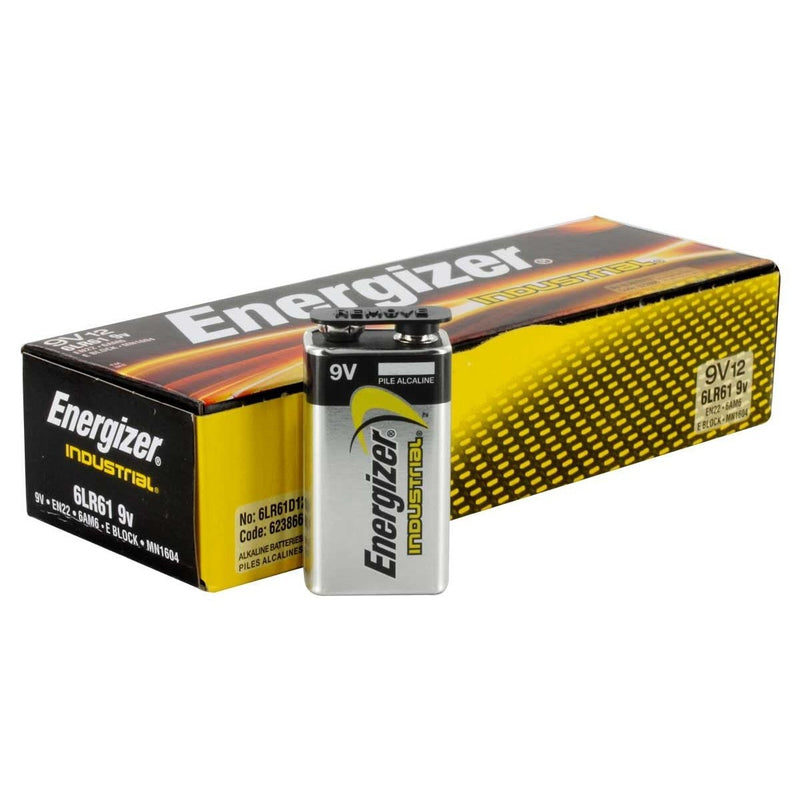 Energizer EN22 Industrial 9V Alkaline Batteries, Box of 24