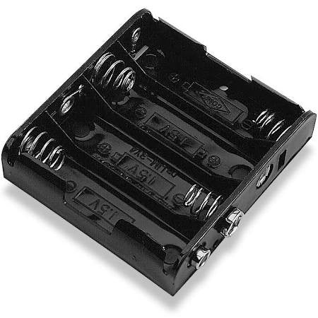 Four 4 AA Cell UM-3 Plastic Battery Holder with Standard Snap Connection