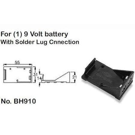 Single 1 9 Volt, Plastic Battery Holder with Solder Lug Connection