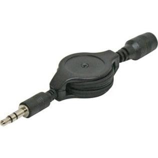 Retractable 3.5mm Stereo Audio Male to Female Extension Cable - 5 feet
