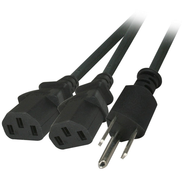 6' AC Plug to 2 x C13 Power Cord