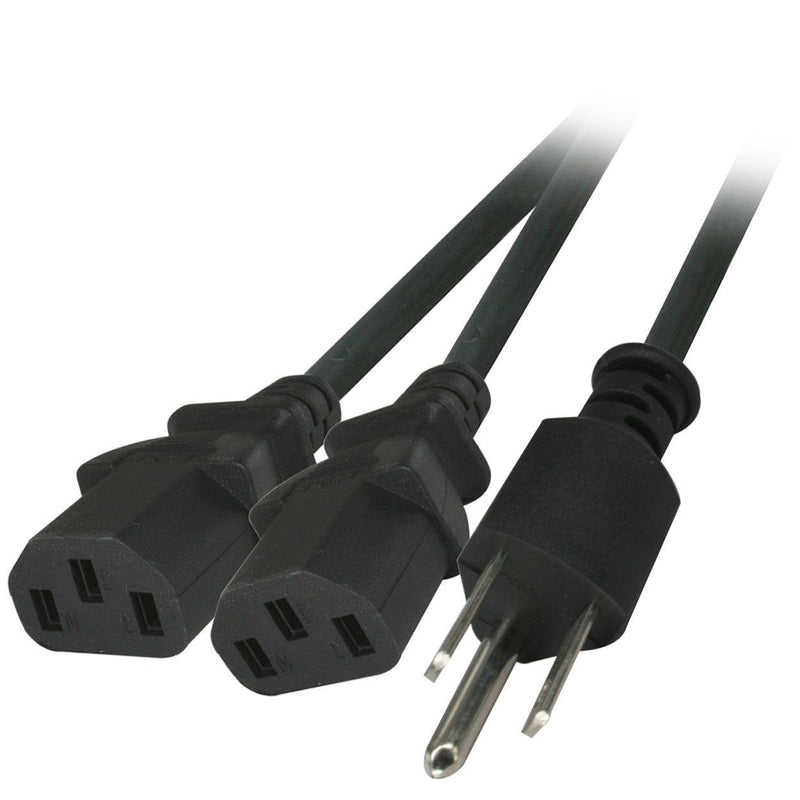 6' AC Plug to 2 x C13 Power Cord