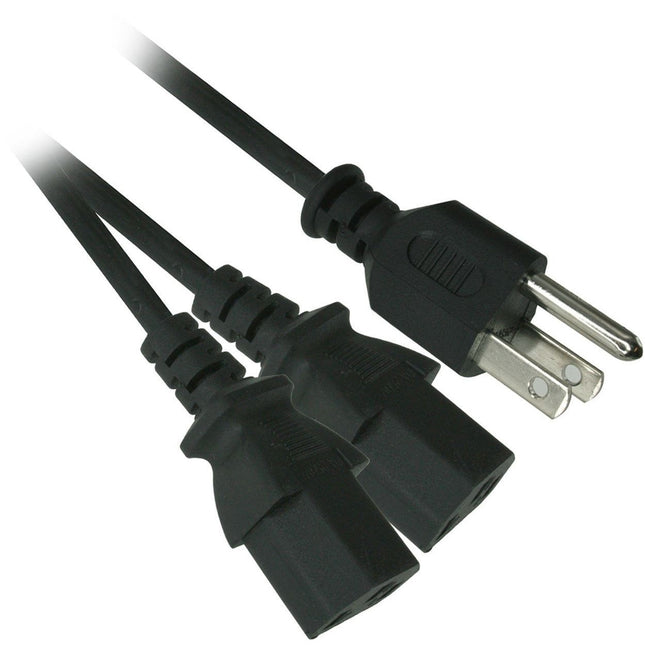 6' AC Plug to 2 x C13 Power Cord