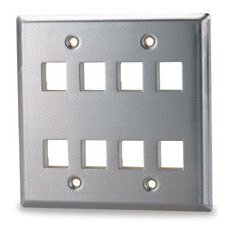 8-Port Double-Gang Stainless Steel Faceplate