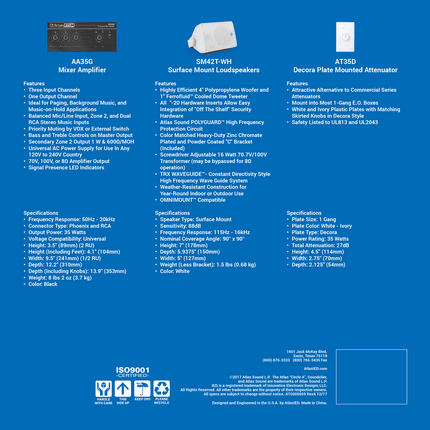 Complete Business Music & Paging System for Surface Mount Applications - with Wall Level Controller