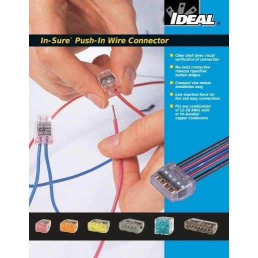 4-port Push-In Wire Connectors, Bag of 9 pcs.