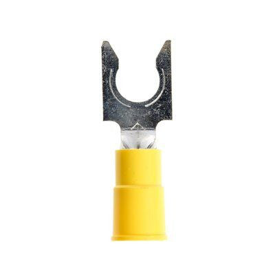 12-10AWG Vinyl Insulated Locking Fork Terminal for 1/4" Stud, 50/pack