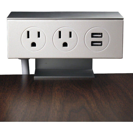 Deskmount Dual-Power Outlets with Dual-USB 2.1Amp Charger