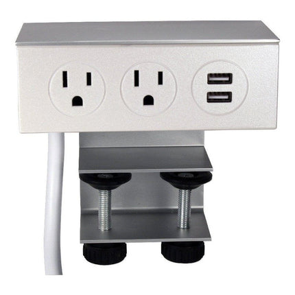 Deskmount Dual-Power Outlets with Dual-USB 2.1Amp Charger