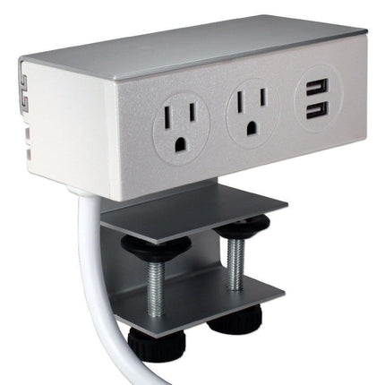 Deskmount Dual-Power Outlets with Dual-USB 2.1Amp Charger