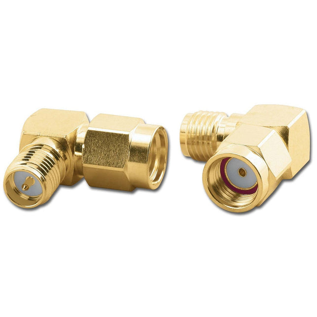 SMA Reverse Polarity Plug to Jack Right Angle Adaptor