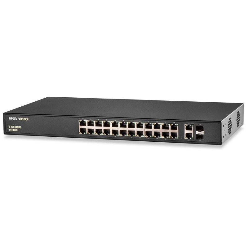 Advanced 24-Port PoE+ Fast Ethernet Switch C-100 | 2 SFP Slots - Signamax FO-SC10020 | Network Optimization