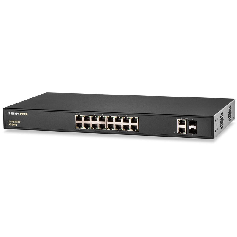 Signamax FO-SC10060 C-100 16 Port Fast Ethernet PoE+ Switch with 2 Combo Ports