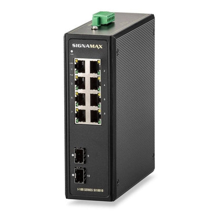 I-100 8 Port Industrial Gigabit PoE+ Switch with 2 SFP Ports - Signamax FO-SI10011