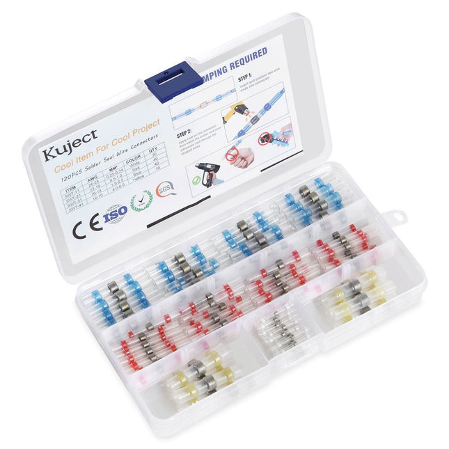 120-Piece Heat Shrink Solder Seal Connector Kit: Waterproof Butt Connectors for Secure Joining