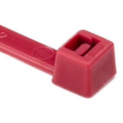 Cable Tie, 12" Long, UL Rated, 50lb Tensile Strength, PA66, Red Plenum Rated, 100/pkg