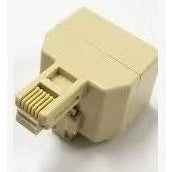 4 Conductor RJ11, Single Male to Dual Female Modular Telephone Adapter