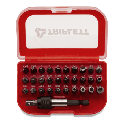 PROFESSIONAL 32 PIECE INDUSTRIAL GRADE METAL BIT KIT: PHILLIPS TAMPER, TORX TAMPER, HEX TAMPER, AND SPANNER BITS- TSBK-001