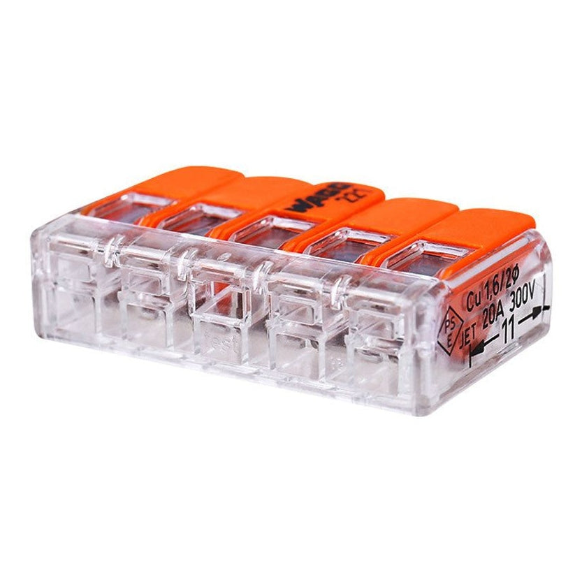 thumbnail interactive-video image 1 of Wago Lever Wire Connector, 12 AWG Max, 5 Port, Gray, Polycarbonate 1 of 10