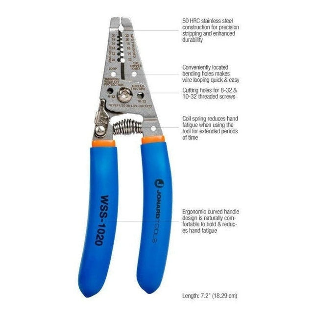 Stainless Steel Curved Wire Stripper, 10-20 AWG